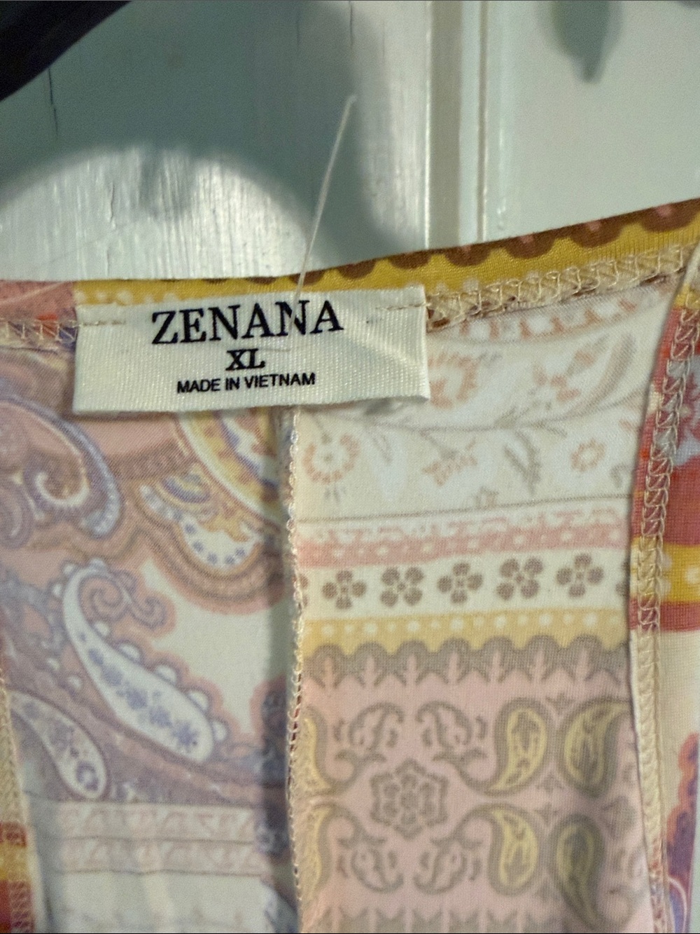 Zenana Outfitters Paisley Maxi Dress in Peach, Pink, Yellow and Cream - Picture 3 of 4